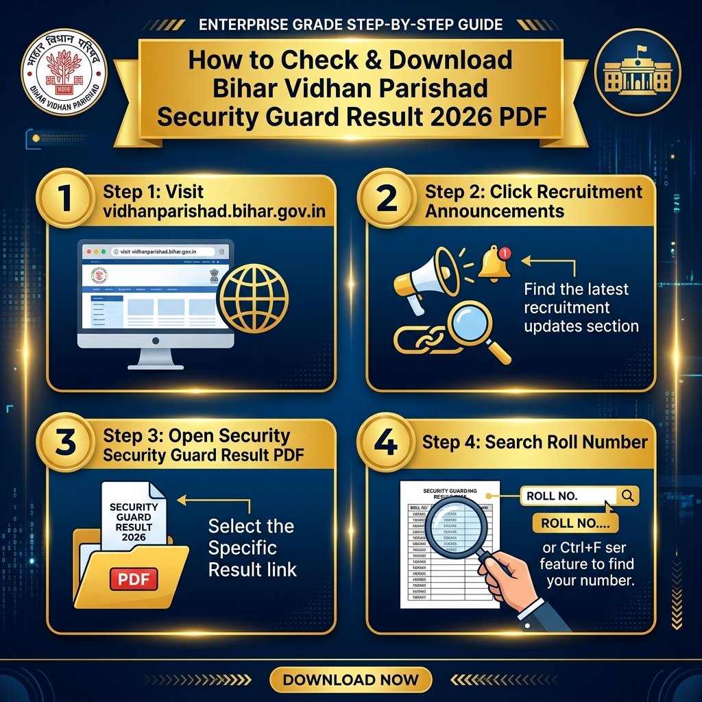 How to Download Bihar Vidhan Parishad Security Guard Result PDF Step-by-Step Infographic