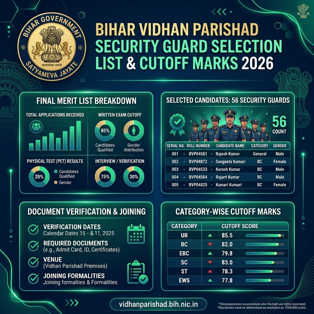 Bihar Vidhan Parishad Security Guard Selection List Infographic Banner