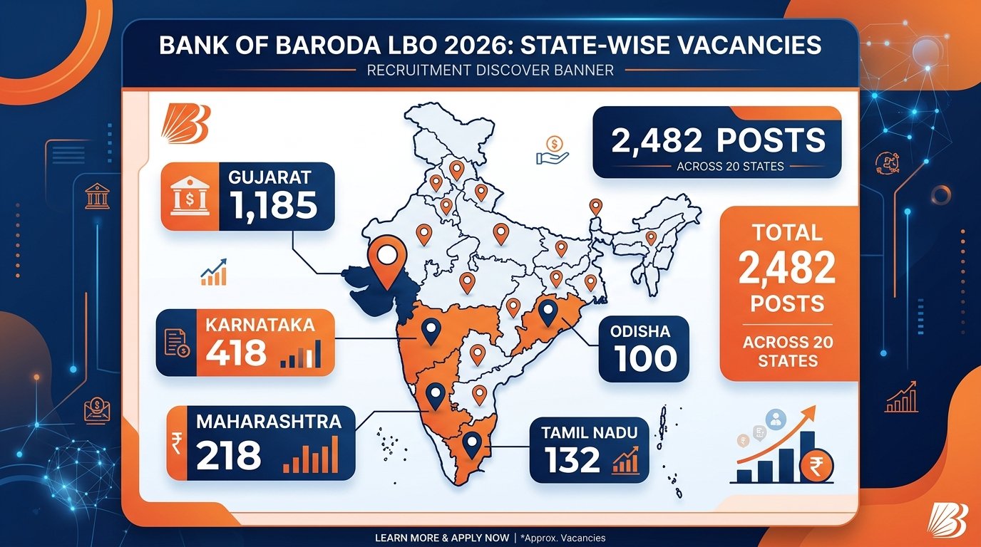BOB LBO Recruitment 2026 State Wise Vacancy Breakdown Infographic