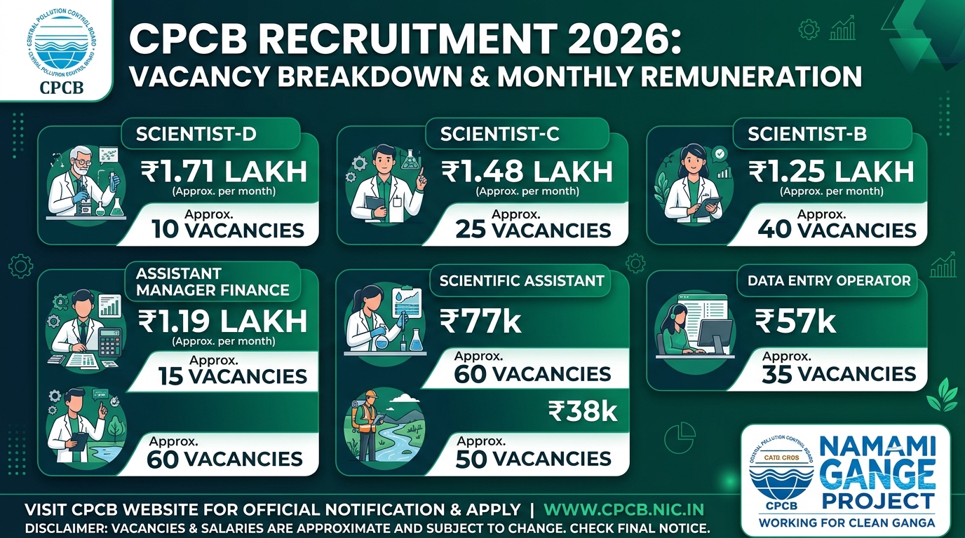 CPCB Recruitment 2026 post wise vacancy and salary details