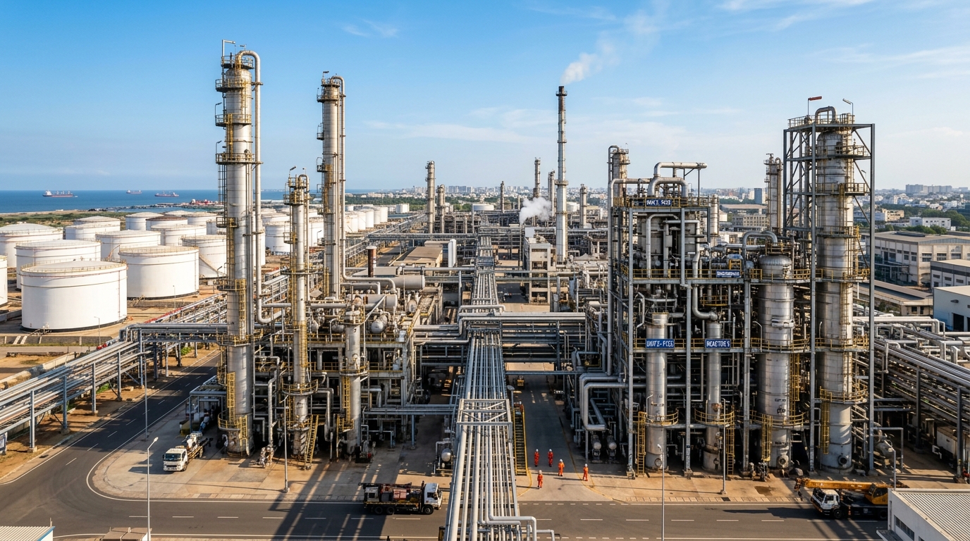 CPCL Hydrocarbon Refinery Processing Plant and Distillation Towers in Chennai