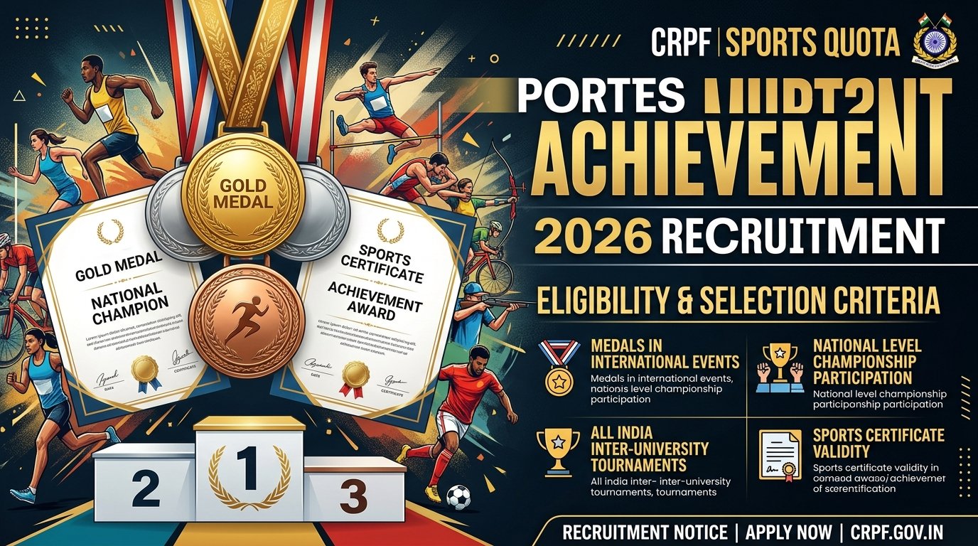 CRPF Sports Quota 2026 sports achievement eligibility