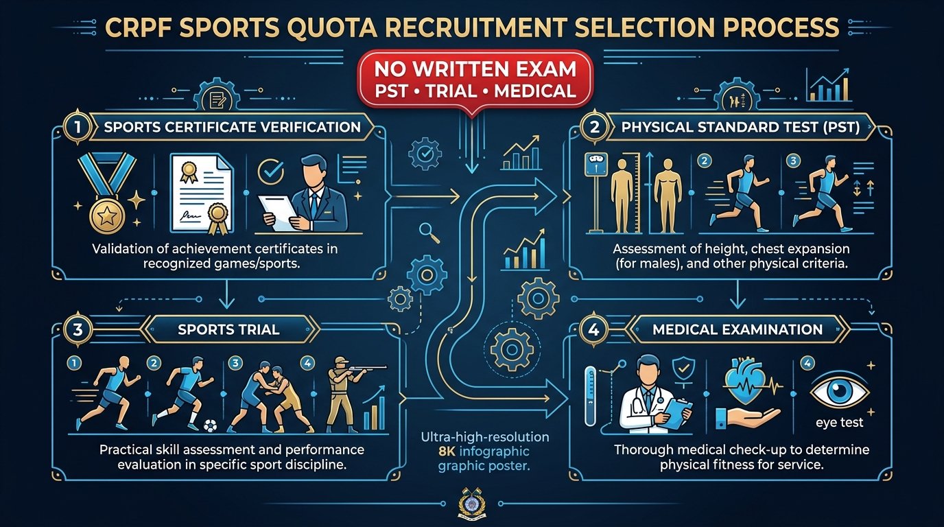 CRPF Sports Quota 2026 selection process without written examination