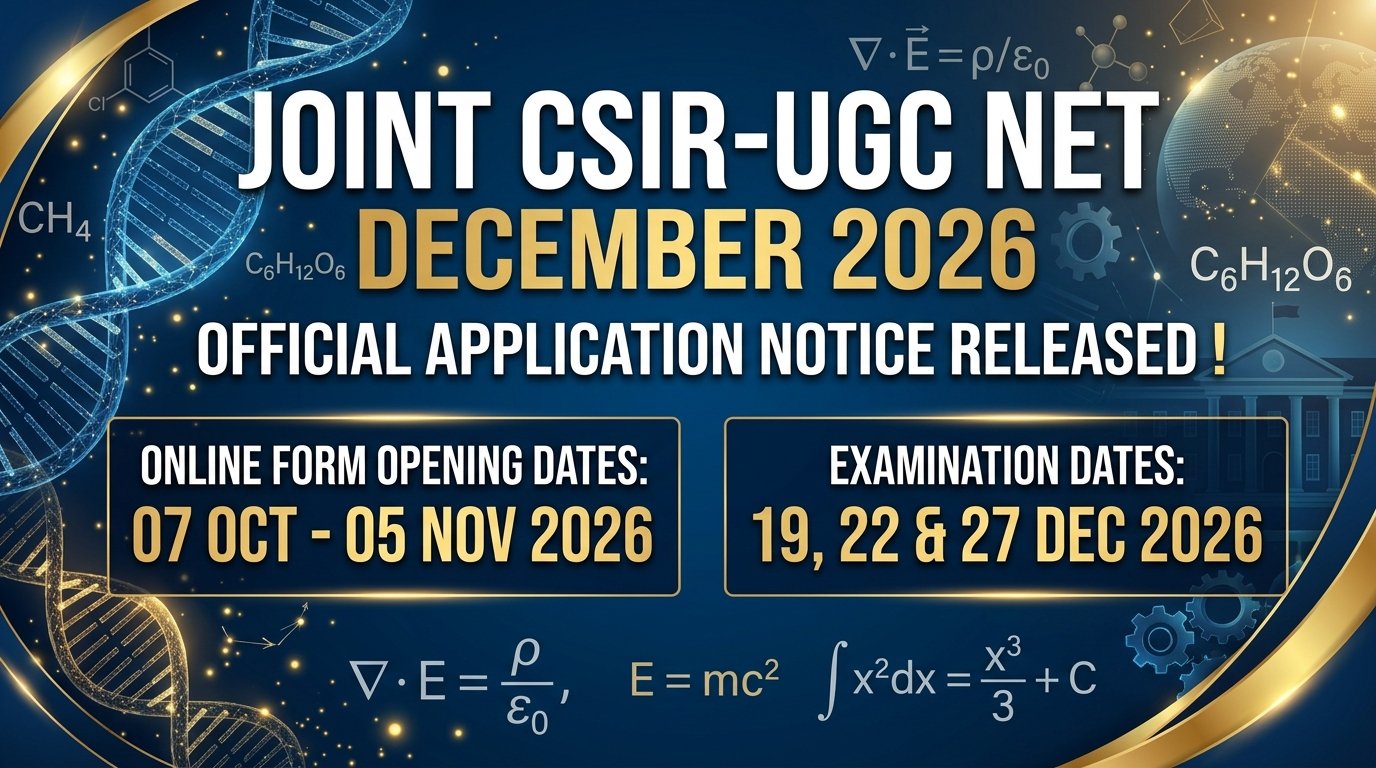 Joint CSIR-UGC NET December 2026 Official Application Notice Released