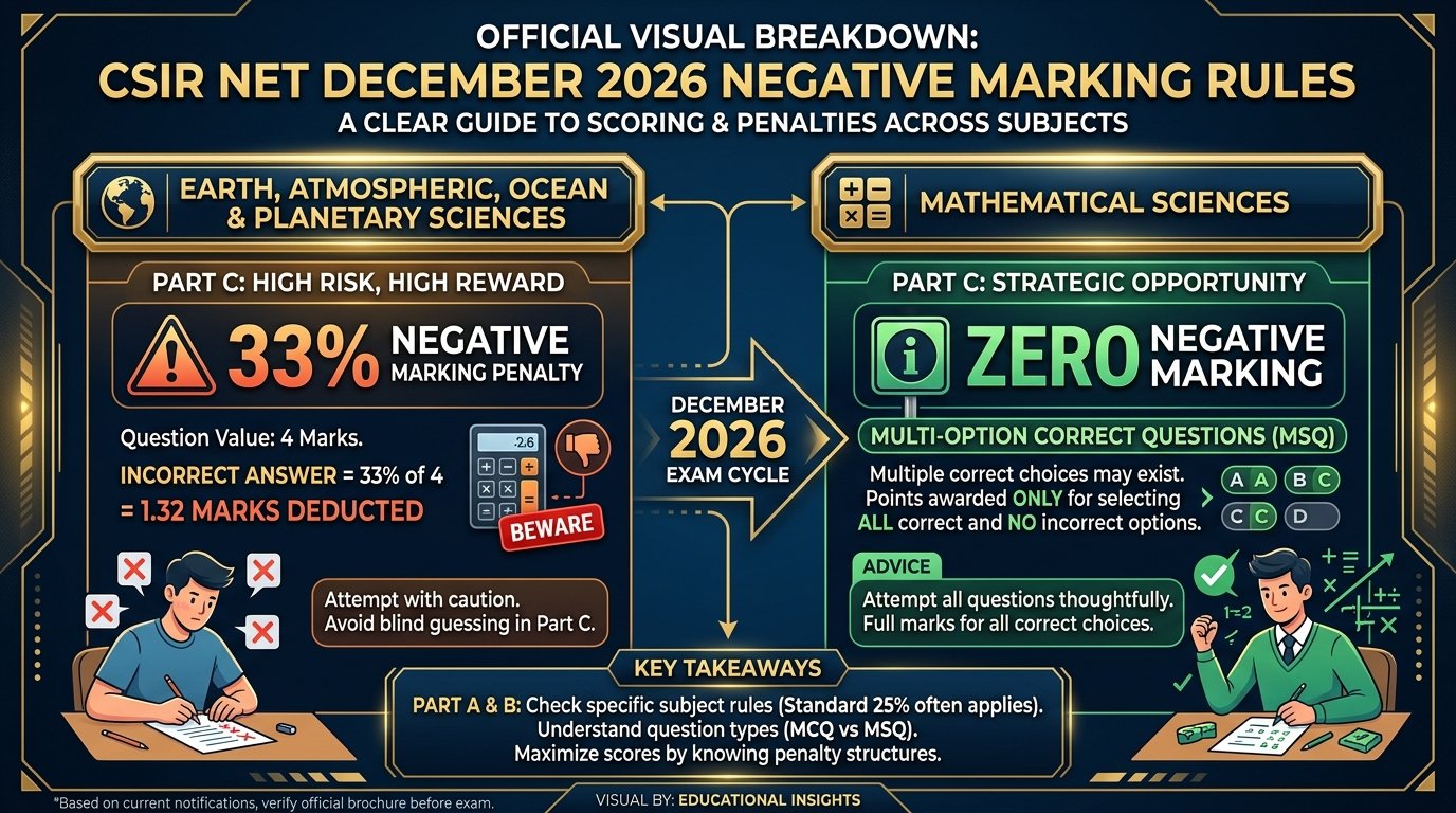 CSIR NET December 2026 Negative Marking Penalty Comparison