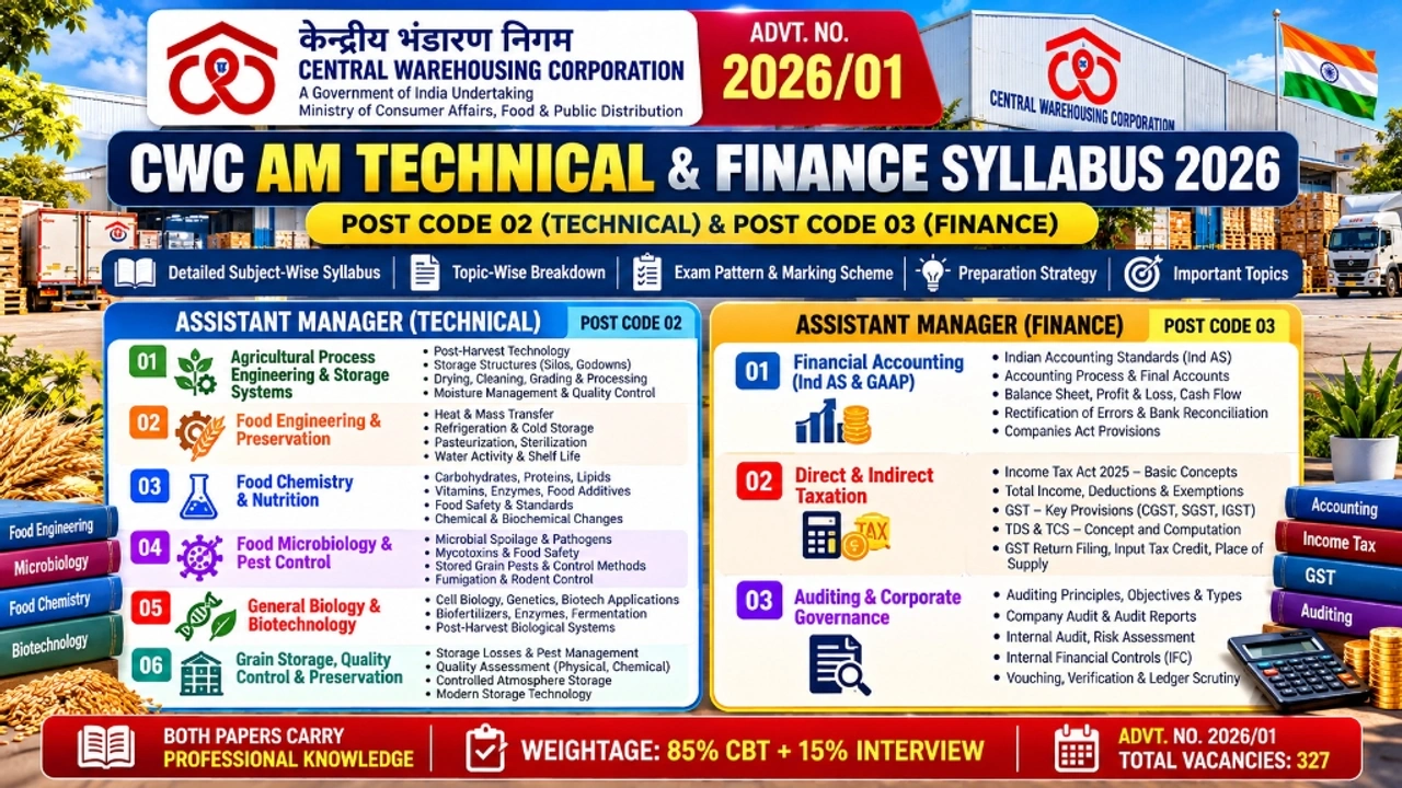CWC AM Technical and Finance Syllabus 2026 Breakdown