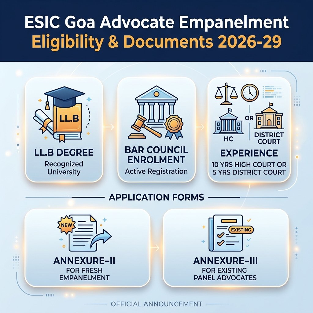 ESIC Goa Advocate Empanelment Eligibility Documents Banner