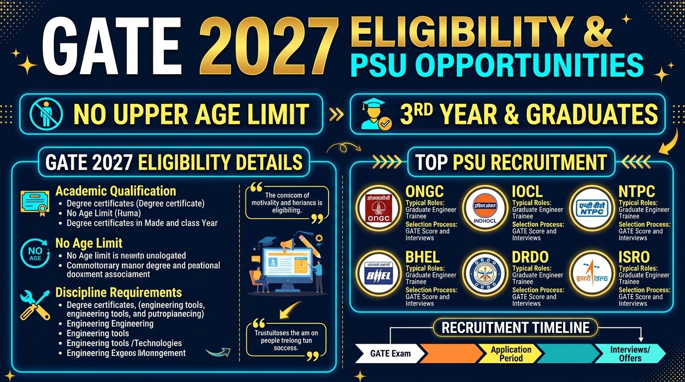 GATE 2027 Eligibility & PSU Recruitment Opportunities Poster