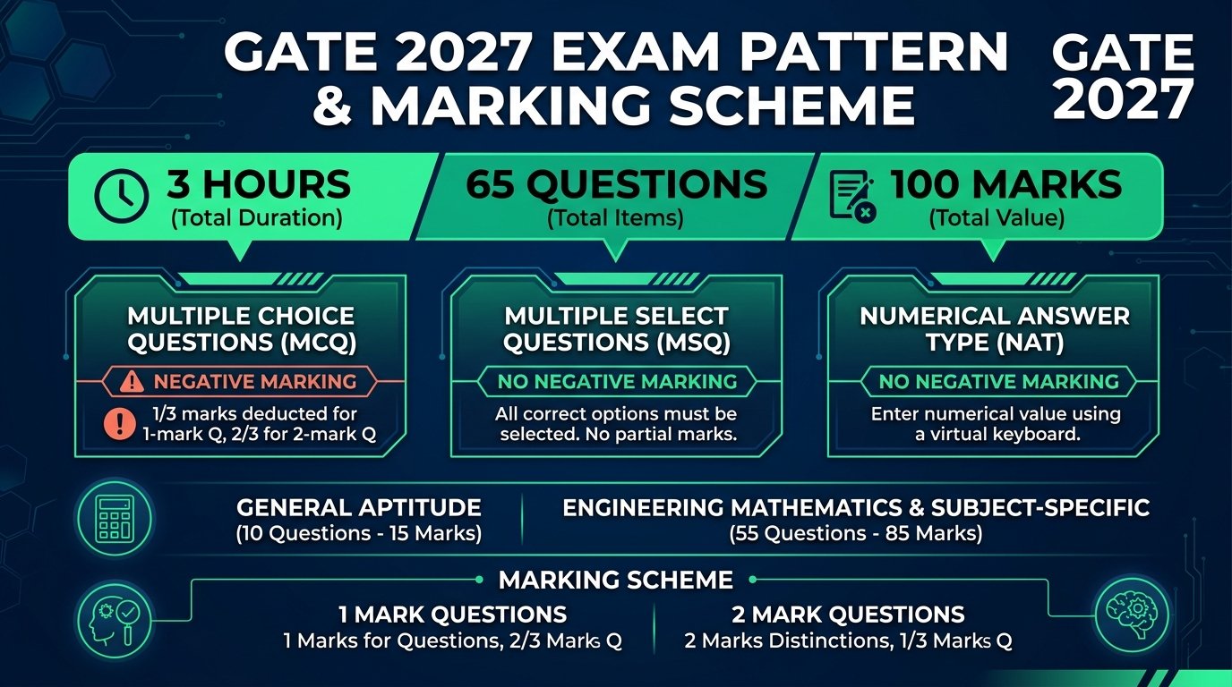 GATE 2027 Exam Pattern & Marking Scheme Poster