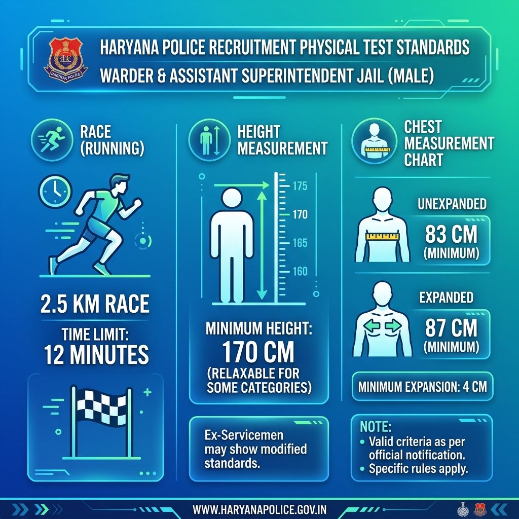 HSSC Warder & Assistant Superintendent Physical Measurement & Screening Test Standards Chart 2026