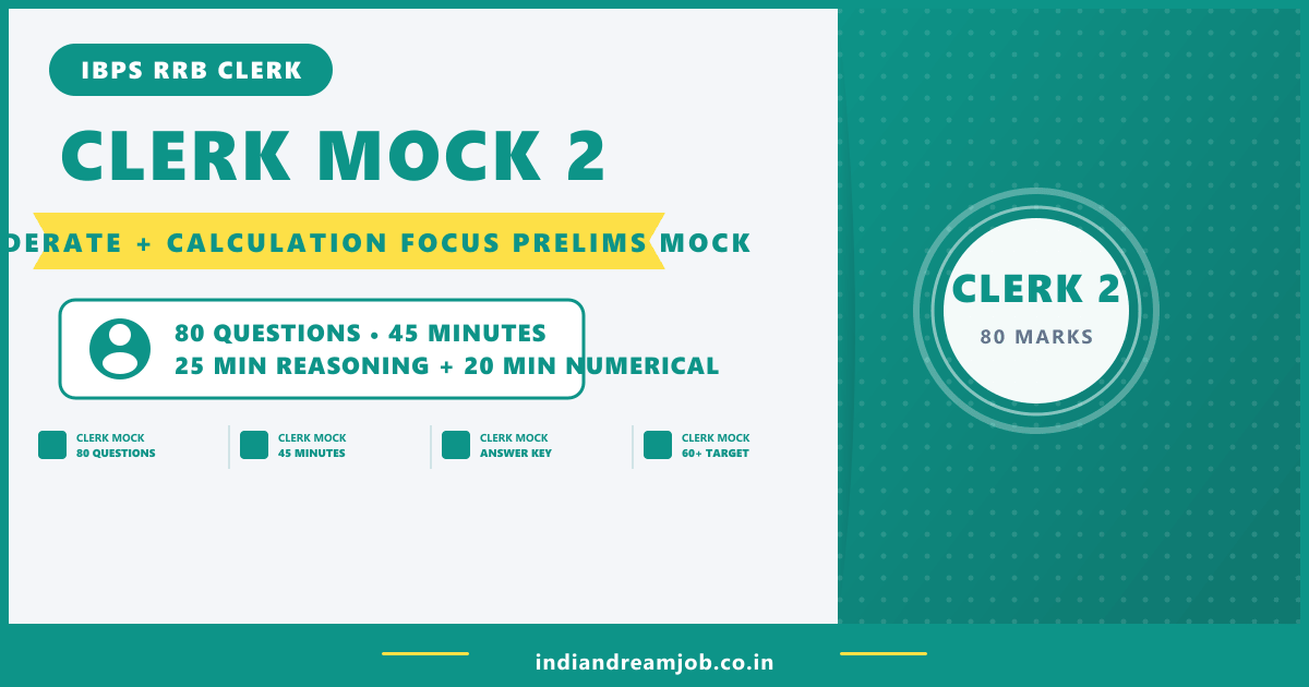 IBPS RRB Clerk 2026 – Full Prelims Mock Test 2 (Office Assistant)