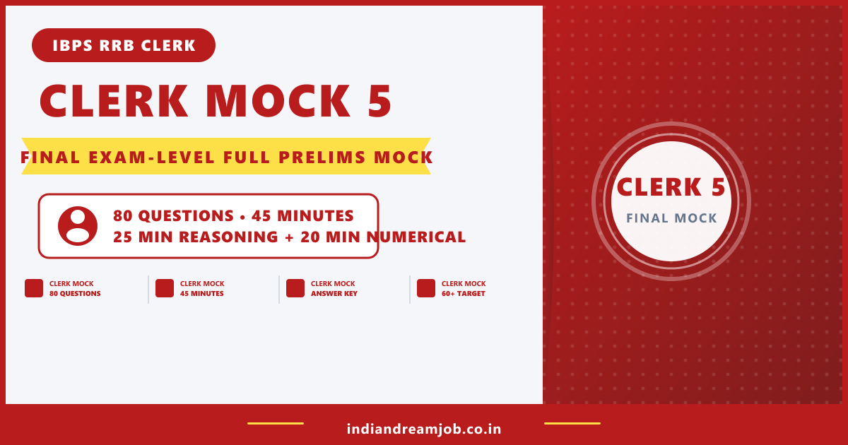 IBPS RRB Clerk 2026 – Full Prelims Mock Test 5 (Office Assistant)