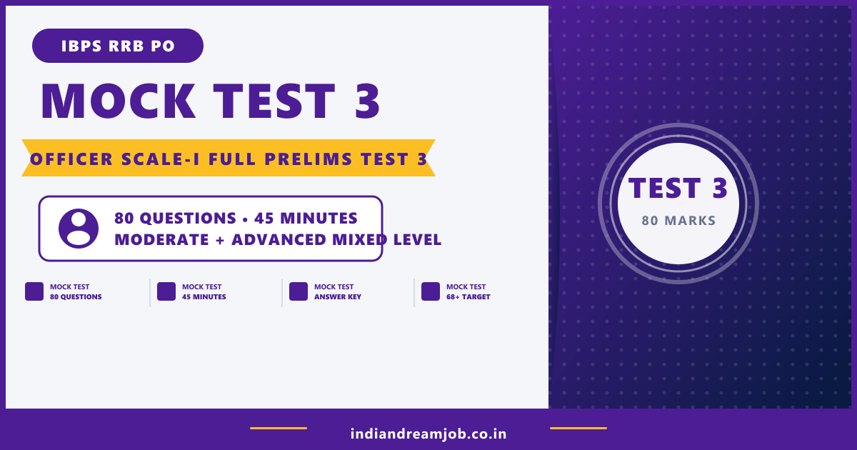 IBPS RRB PO 2026 – Full Prelims Mock Test 3 (Officer Scale-I)