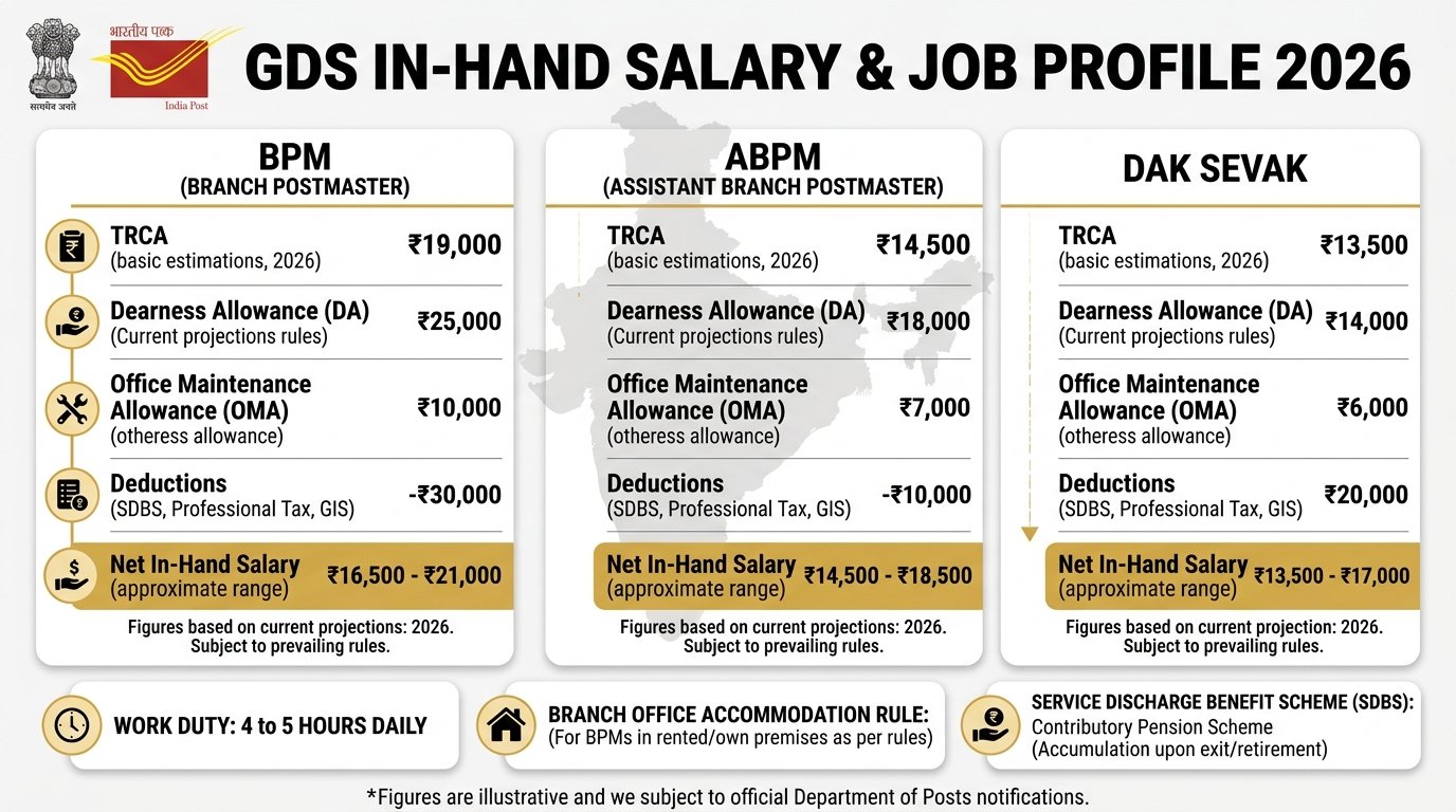 India Post GDS In-Hand Salary & Job Profile 2026 Comparison