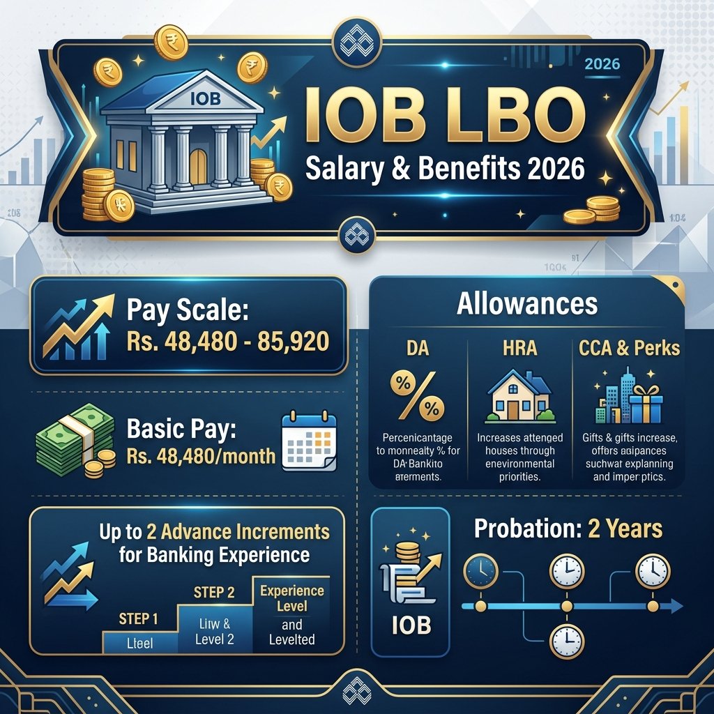 IOB LBO Salary Structure, Allowances & Benefits Infographic 2026