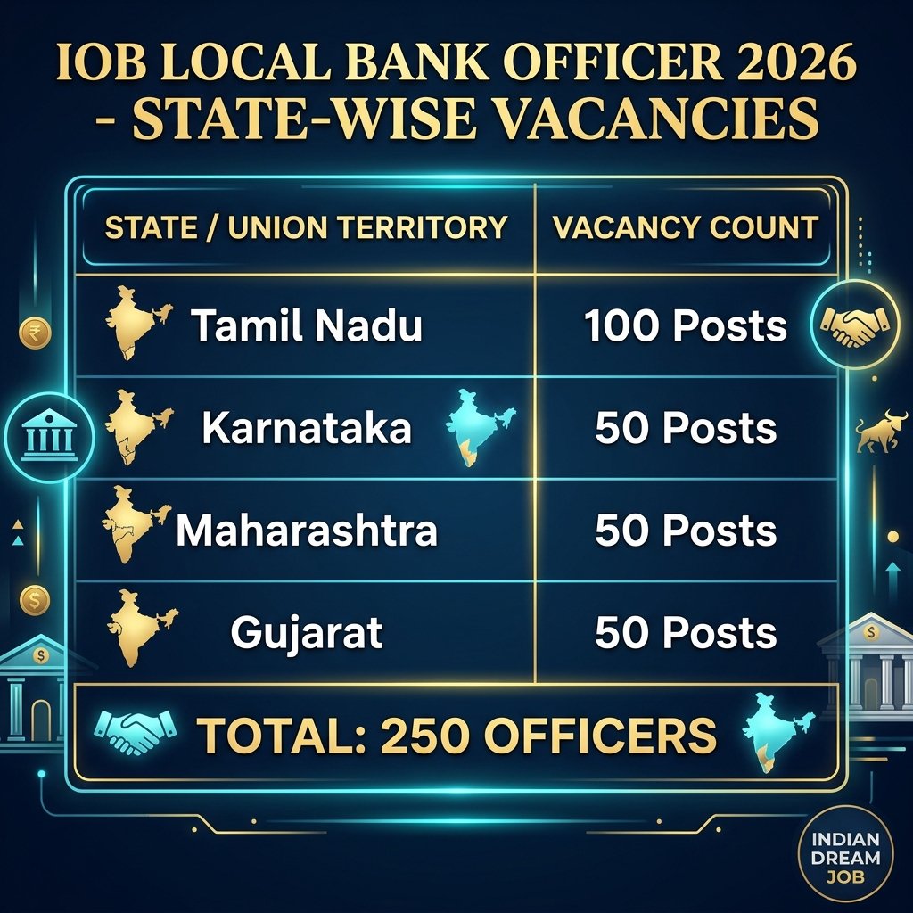 IOB LBO Recruitment 2026 State-Wise Vacancy Breakdown Infographic