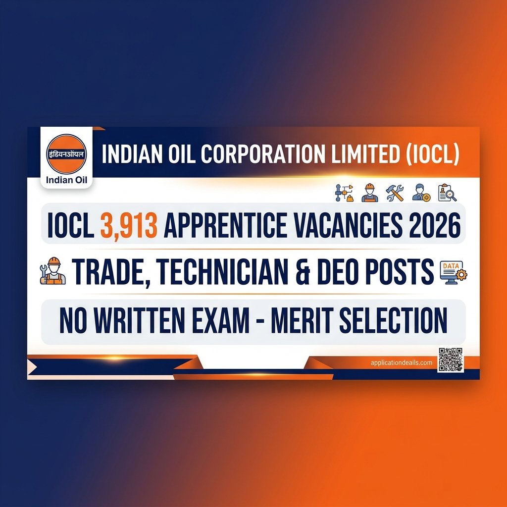 IOCL Apprentice Recruitment 2026 Notification Out: Apply Online for 3,913 Trade, Technician & DEO Posts