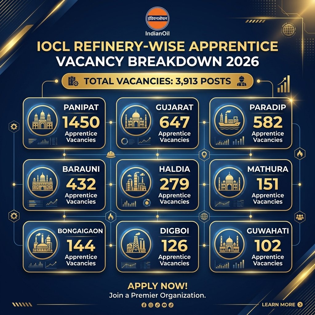 IOCL Refinery Wise Vacancy Breakdown Banner 2026
