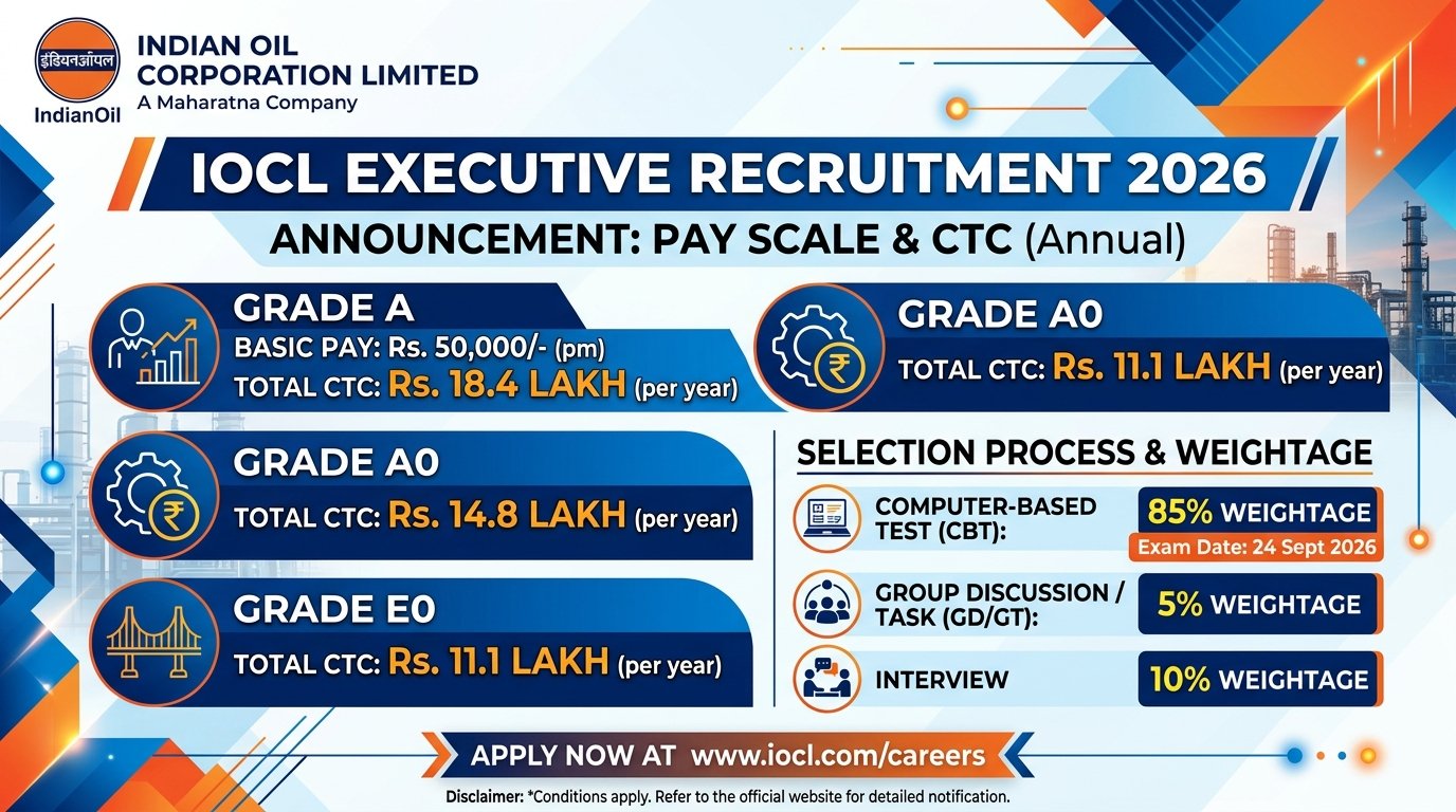IOCL Executive 2026 Pay Scale CTC and Selection Process