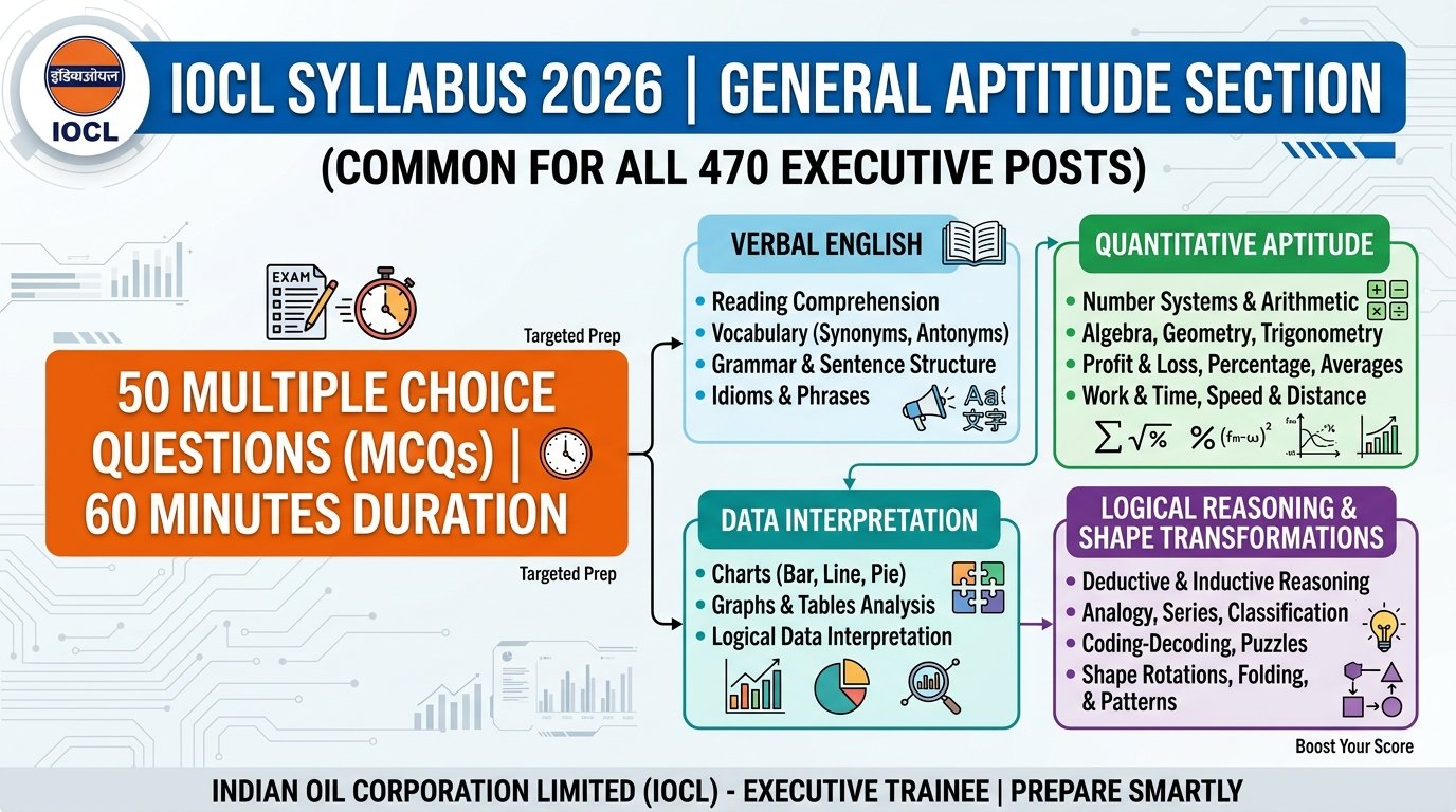 IOCL Executive Recruitment 2026 – General Aptitude Mock Test 2 (50 MCQs Practice Paper)