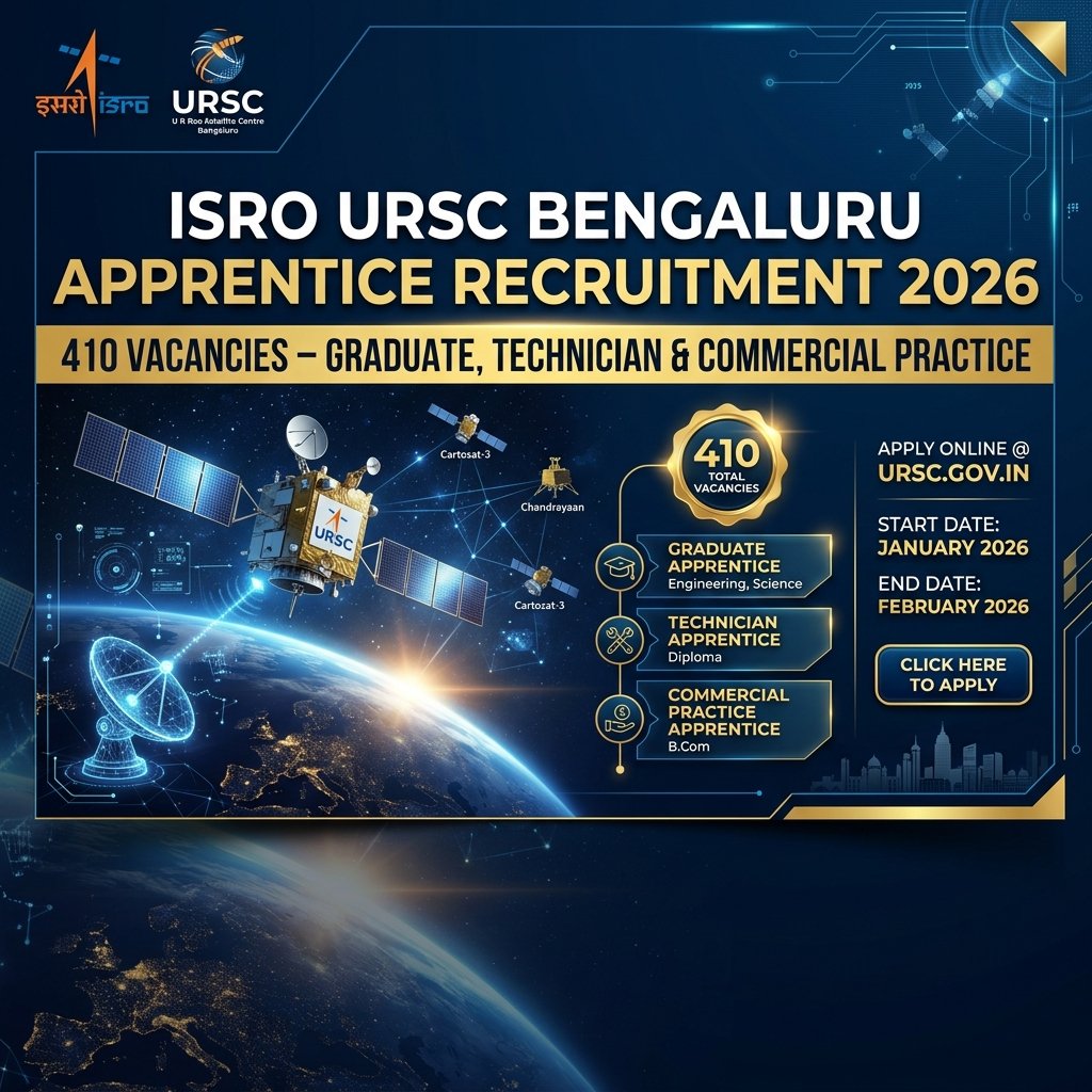 ISRO URSC Apprentice Recruitment 2026 Notification Out for 410 Posts – Apply Online