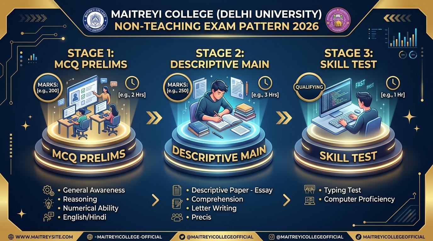 Maitreyi College Non-Teaching Exam Pattern 2026 – Stage-Wise Marks & Test Scheme