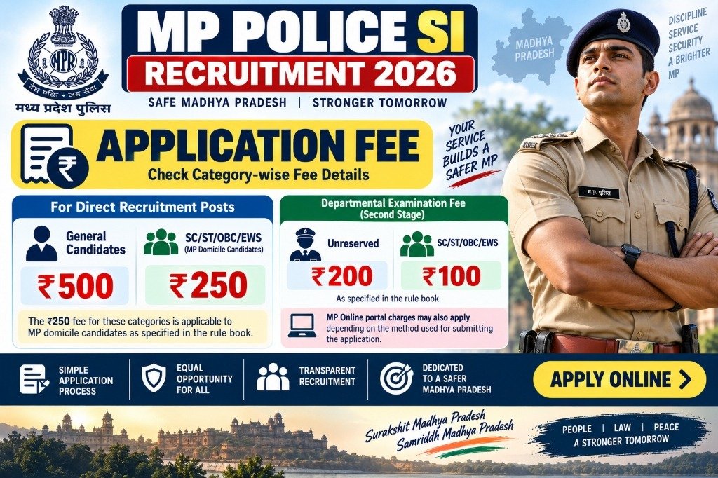 MP Police SI Application Fee Details Banner
