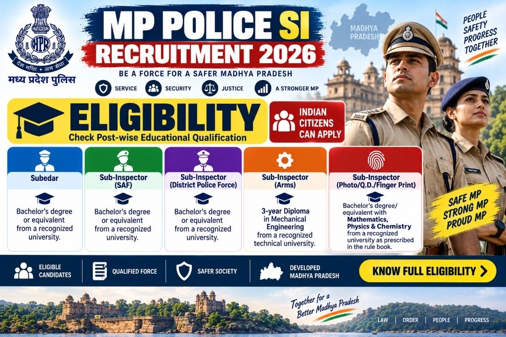 MP Police SI Post Wise Educational Qualification Eligibility Banner