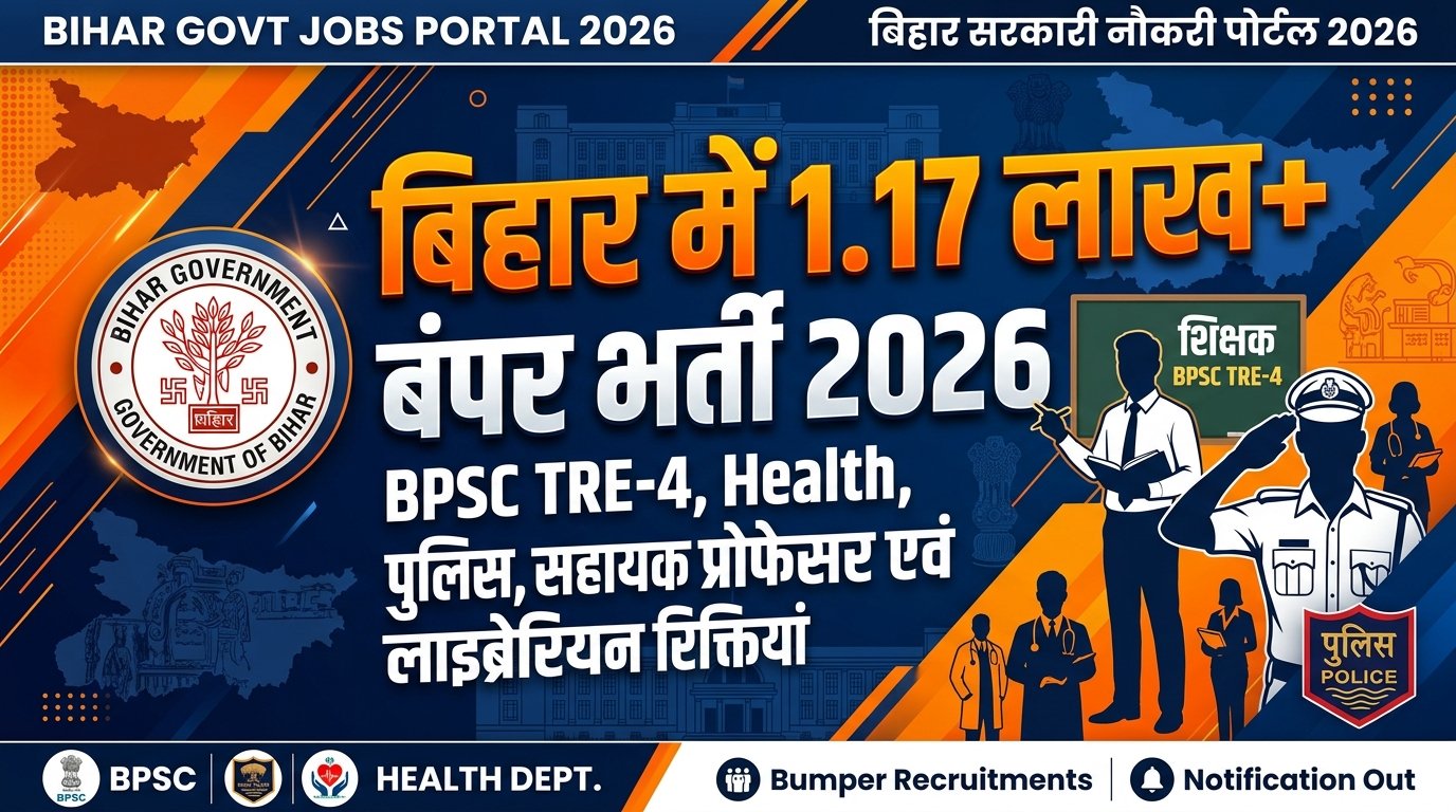 Bihar Govt Jobs 2026 1.17 Lakh Vacancies News Banner – IndianDreamJob News