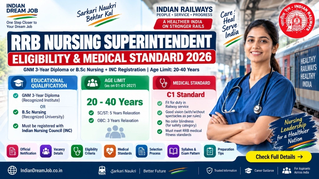 RRB Nursing Superintendent Recruitment 2026 Eligibility Criteria