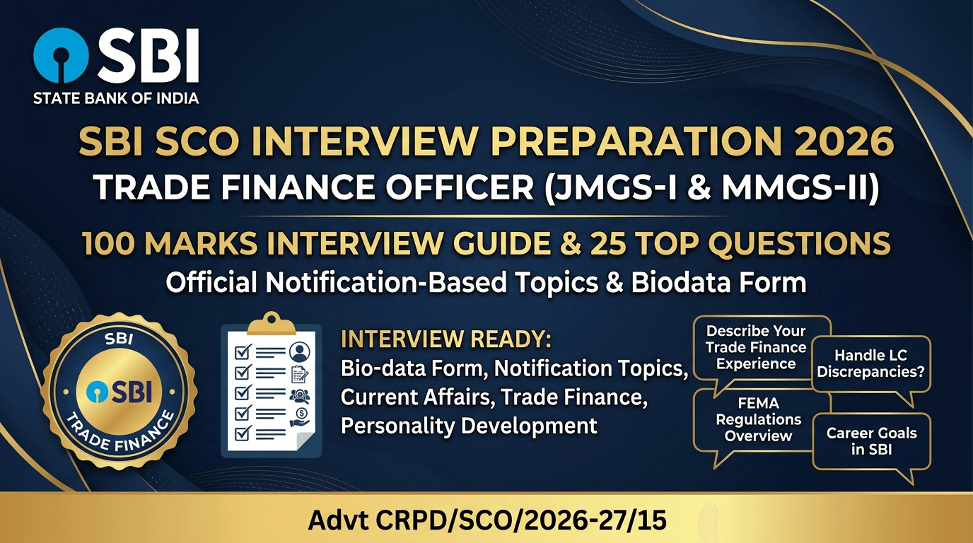 SBI SCO Interview Preparation 2026 – Trade Finance Officer Topics & Questions