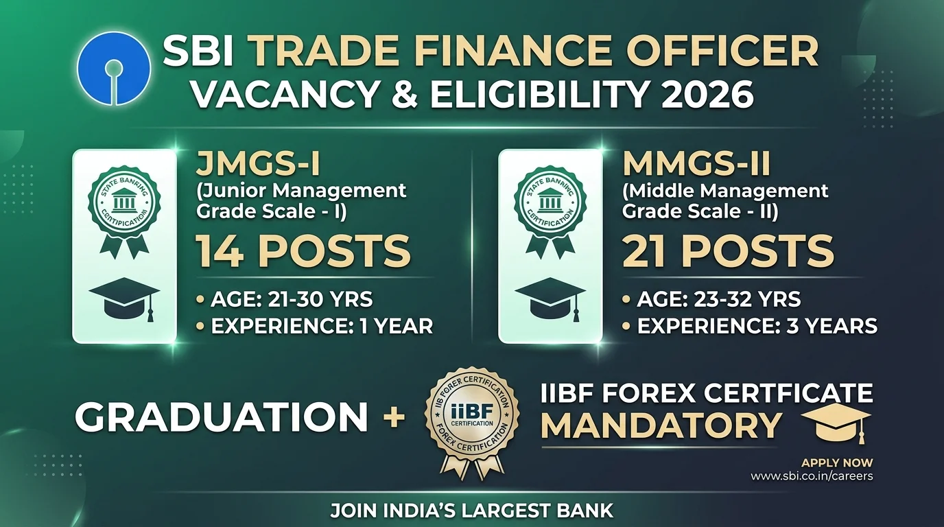 SBI Trade Finance Officer Grade-Wise Vacancy & Eligibility Criteria Infographic