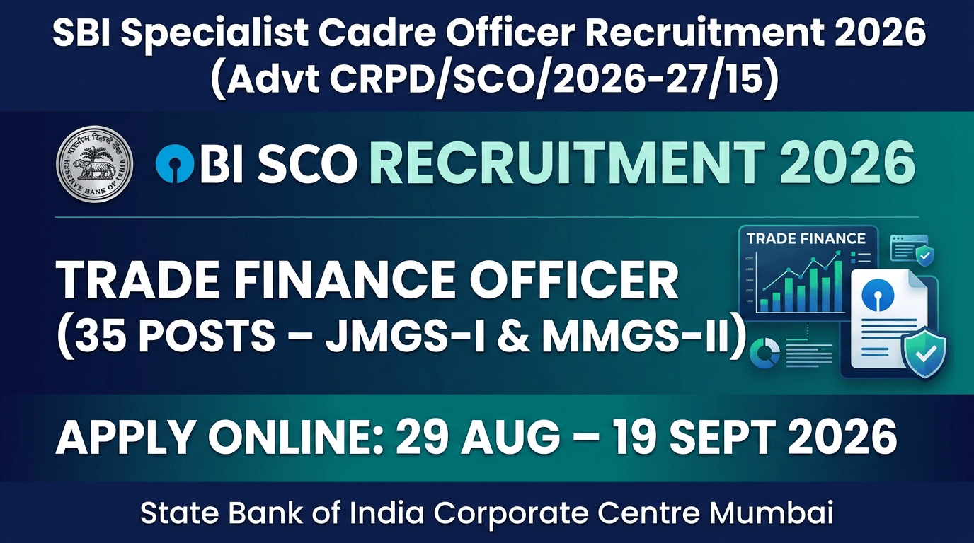 SBI Specialist Cadre Officer Recruitment 2026 – Trade Finance Officer Apply Online