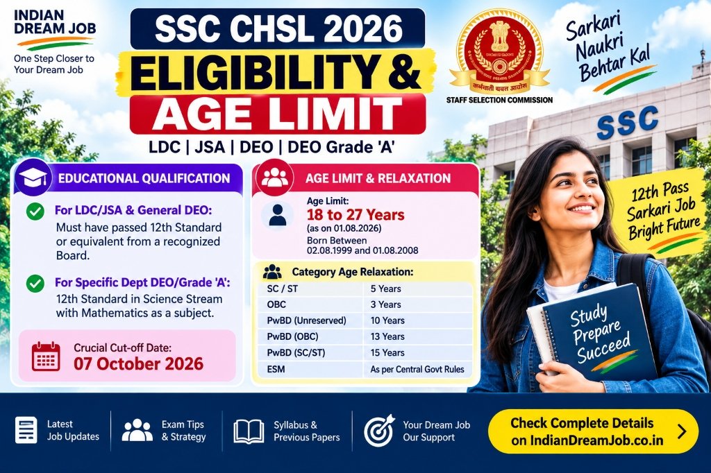 SSC CHSL 2026 Eligibility Criteria, 12th Qualification Cut-off Date & Category Age Relaxation