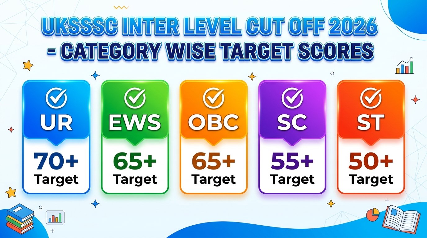 UKSSSC Inter Level Cut Off 2026 Category Wise Target Scores Infographic