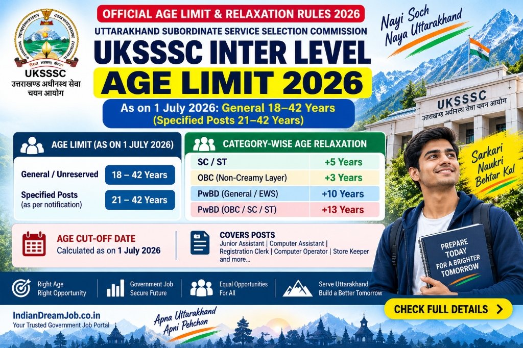 UKSSSC Inter Level Eligibility 2026 Age Limit and Category Relaxation Infographic