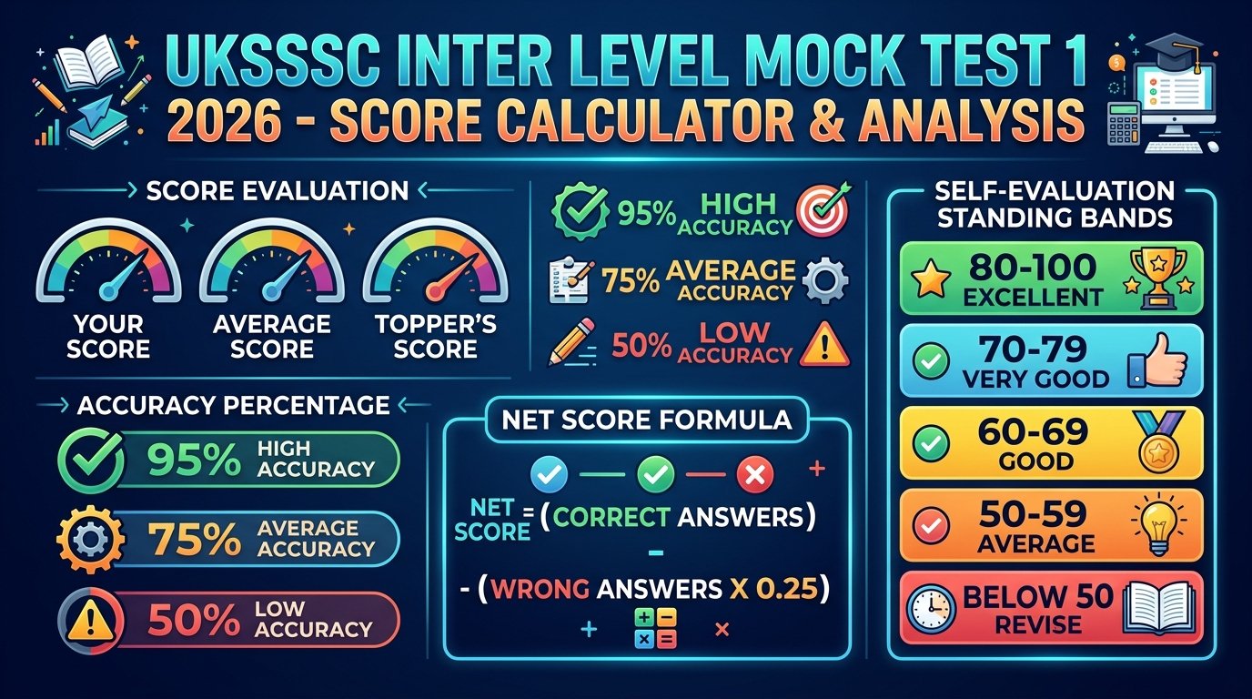 UKSSSC Inter Level Mock Test 1 2026 Score Calculator & Analysis Infographic
