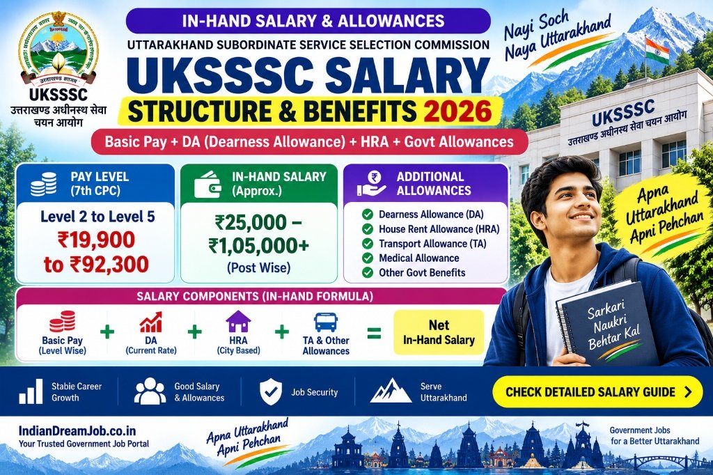 UKSSSC Inter Level Salary 2026 Allowances and In-Hand Salary Breakdown Infographic