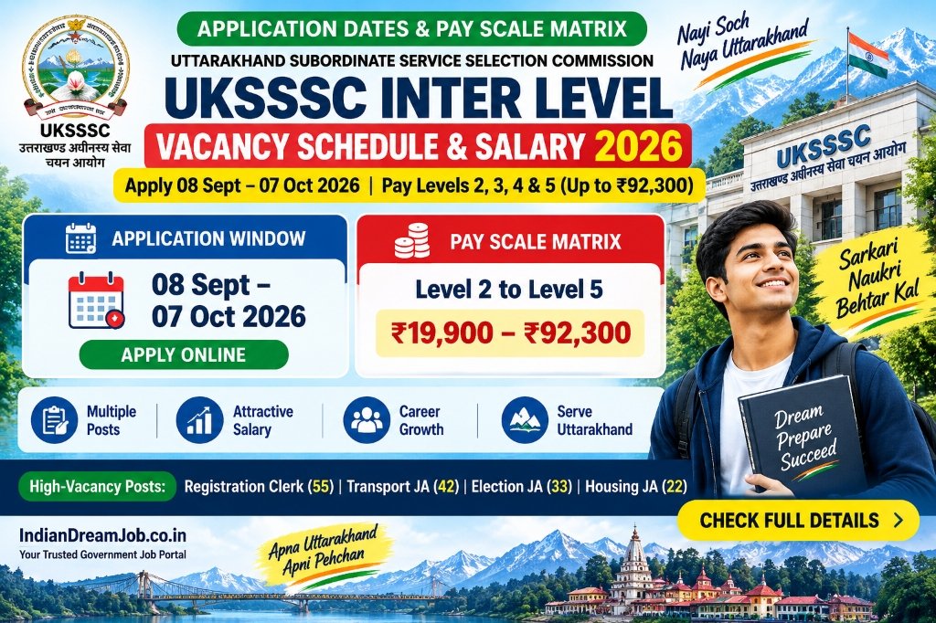 UKSSSC Inter Level Vacancy Schedule and Pay Scale Infographic