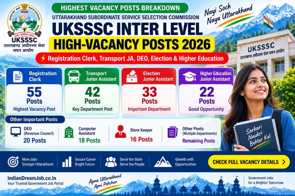 UKSSSC Inter Level Vacancy 2026 High-Vacancy Posts Breakdown Infographic