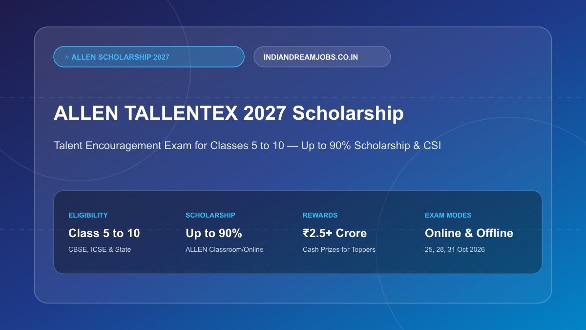 ALLEN TALLENTEX 2027: Scholarship Exam for Classes 5 to 10 – Syllabus, Dates & Registration
