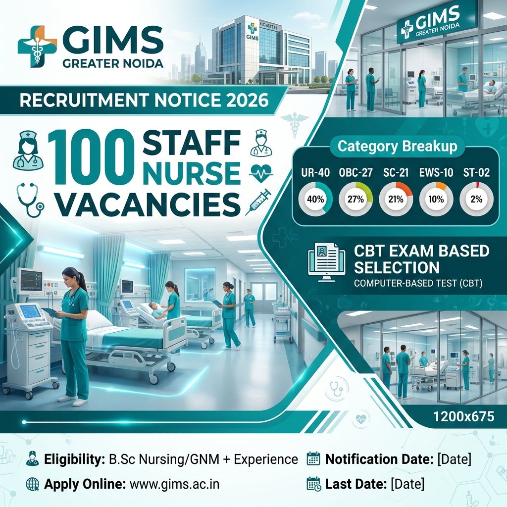 GIMS Staff Nurse Vacancy 2026 100 Posts