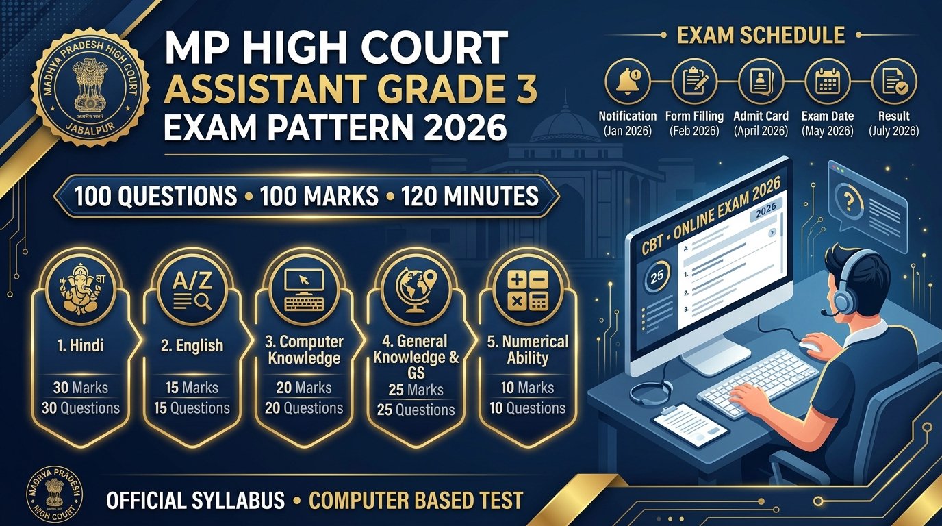 MP High Court Assistant Grade 3 Exam Pattern 2026