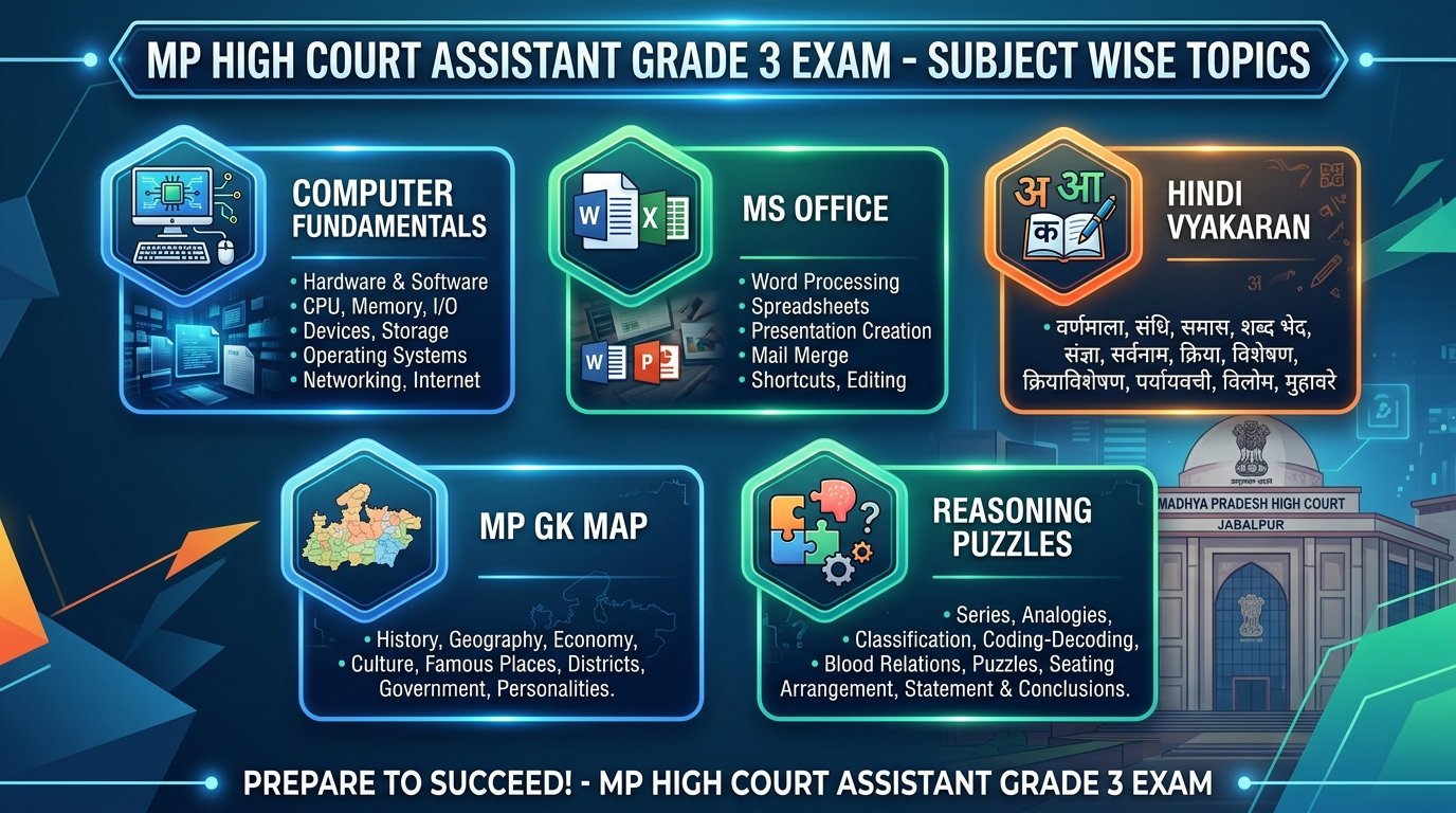 MP High Court Assistant Grade 3 Subject Wise Topics
