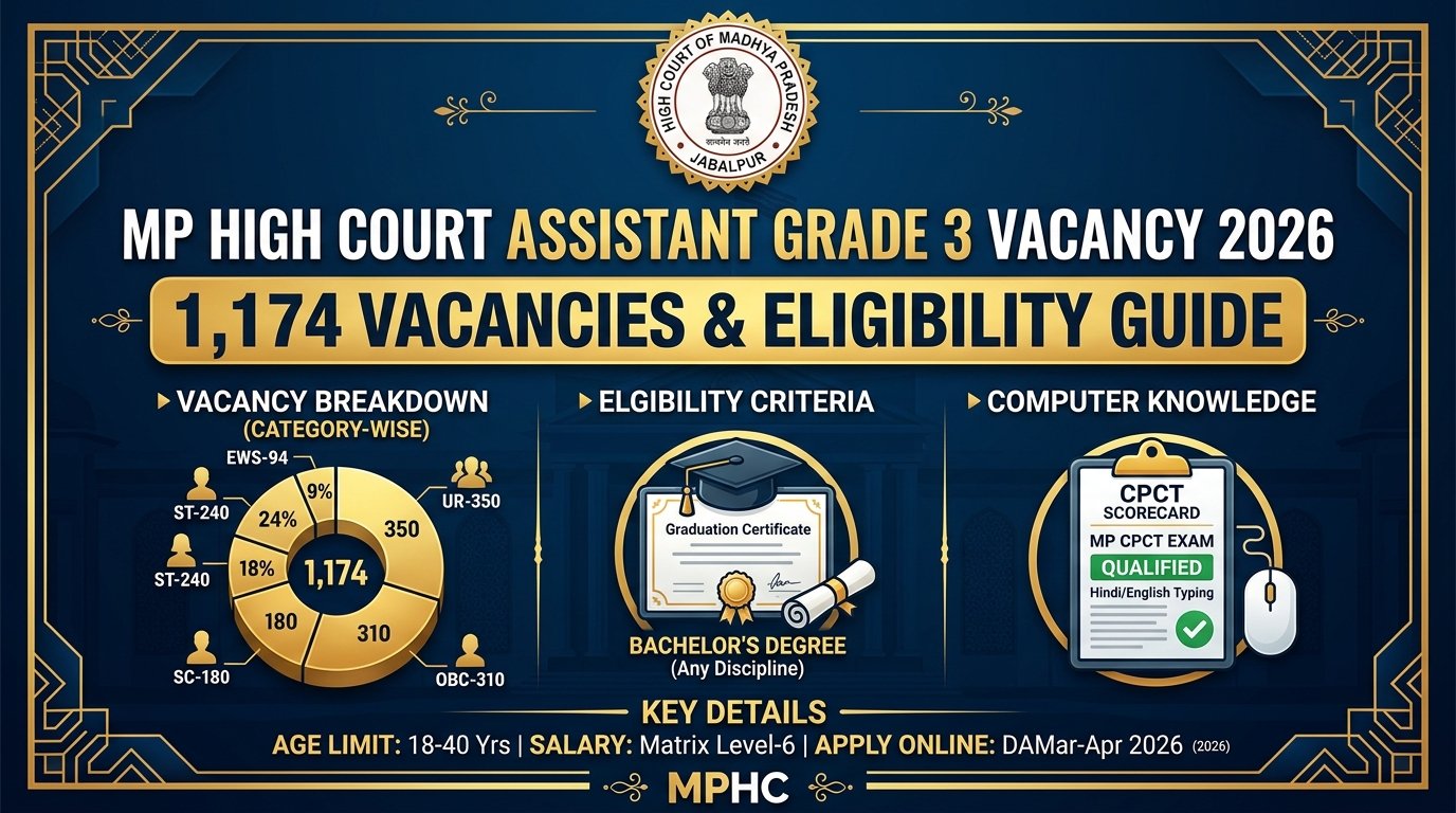 MP High Court Assistant Grade 3 Vacancy 2026 Category Wise Distribution
