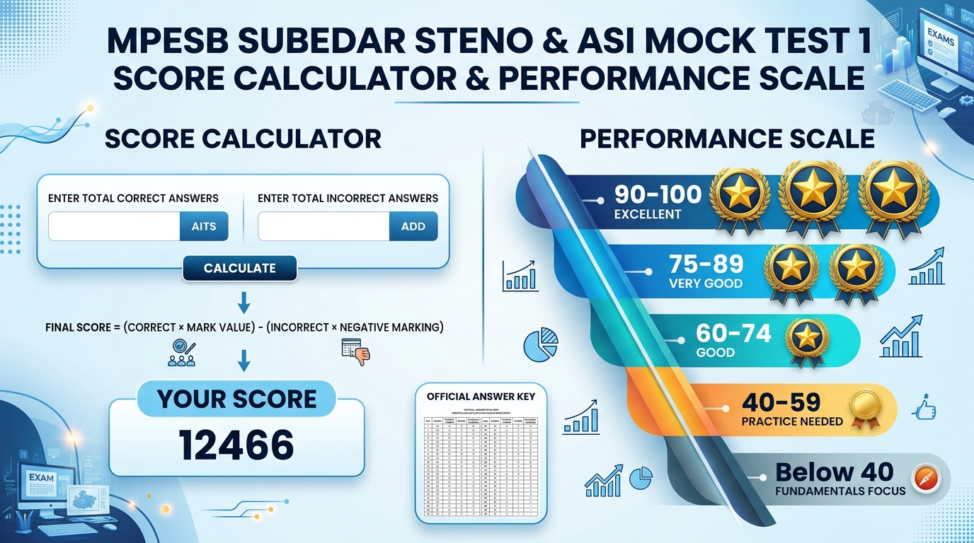 MPESB Subedar Steno ASI Mock Test 1 Instant Scorecard Banner
