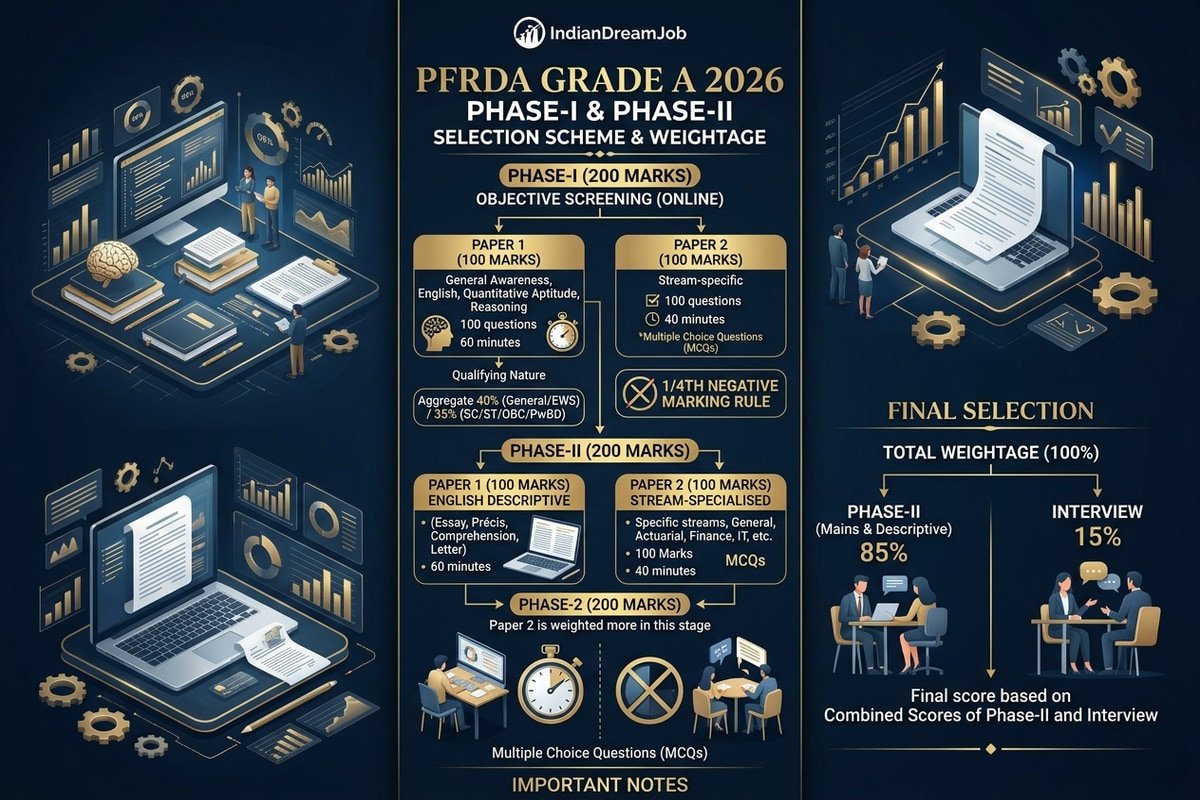 PFRDA Grade A 2026 Selection Scheme, Phase-I & Phase-II Pattern, Weightage and AI/ML Syllabus Poster