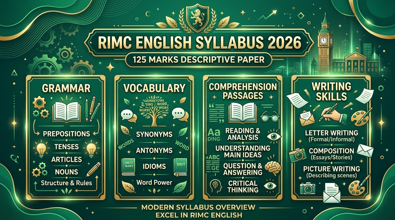RIMC English Syllabus 2026 Class 8 Descriptive 125 Marks Topic Breakdown