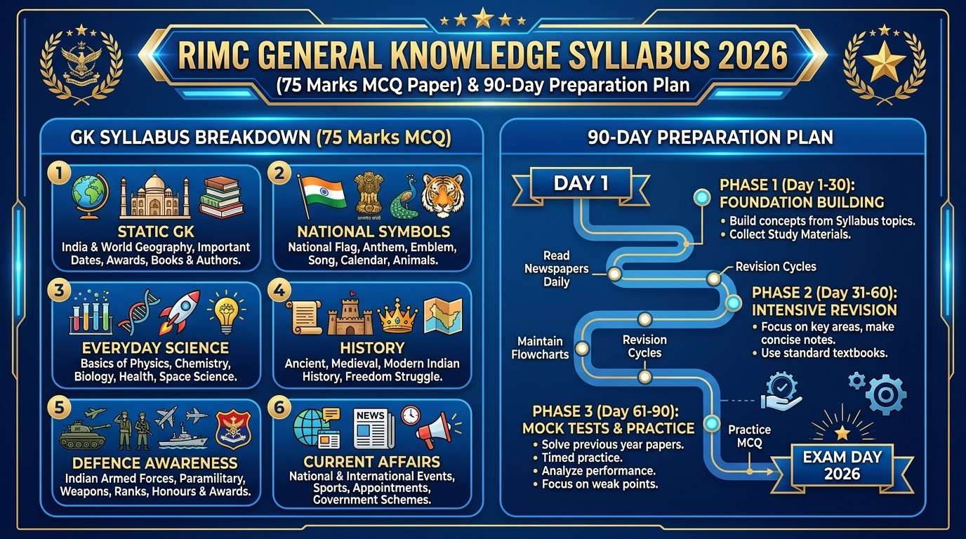 RIMC Entrance Exam 2026: General Knowledge Mock Test 1 for Class 8 Admission (75 Marks)