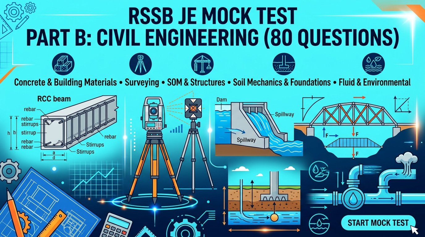 RSSB JE Civil Mock Test 2 Part B 80 Civil Technical Questions